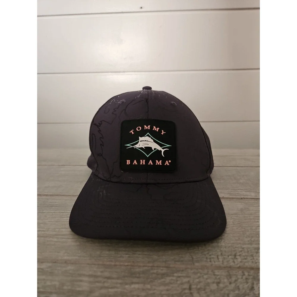 Tommy Bahama Marlin Patch Structured Stretch Fit Hat Cap Gray Men's L/XL